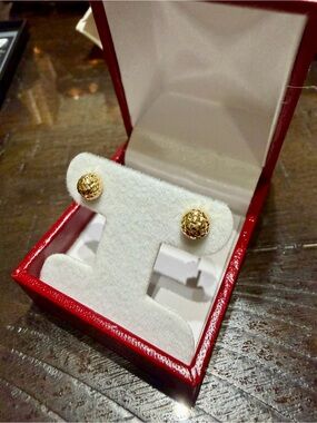 Preloved Real 14k Italian Yellow Gold With Stamp Stud Earrings - Women Jewelry